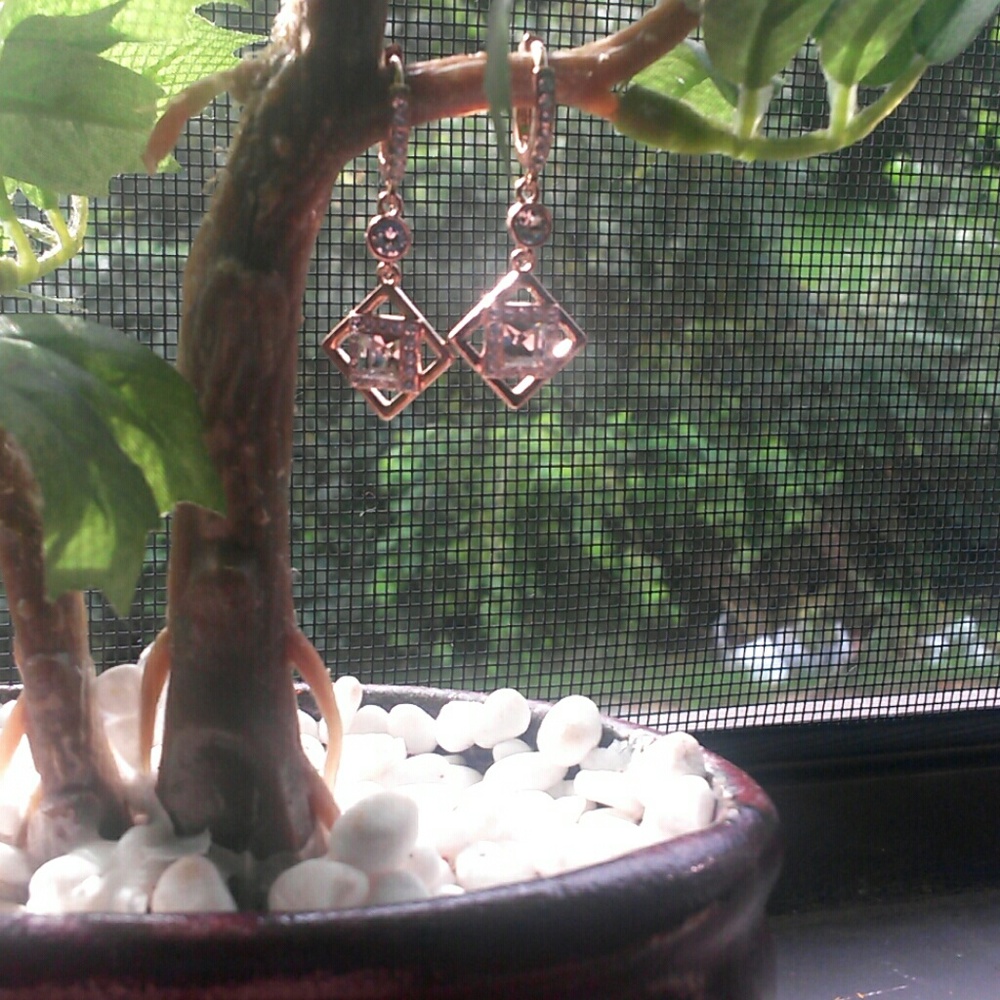 *NWOT* Gold CZ Diamond Drop Earrings